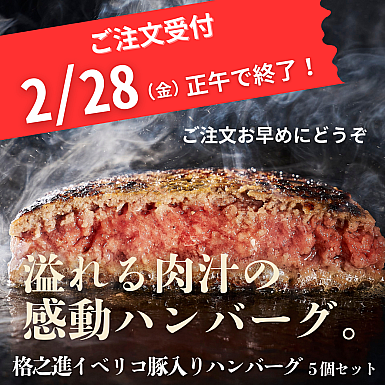 【送料無料】格之進イベリコ豚入りハンバーグ5個セット(化粧箱入り)