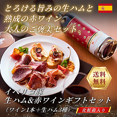 【送料無料】生ハム&赤ワインギフトセット(特製化粧箱入り)